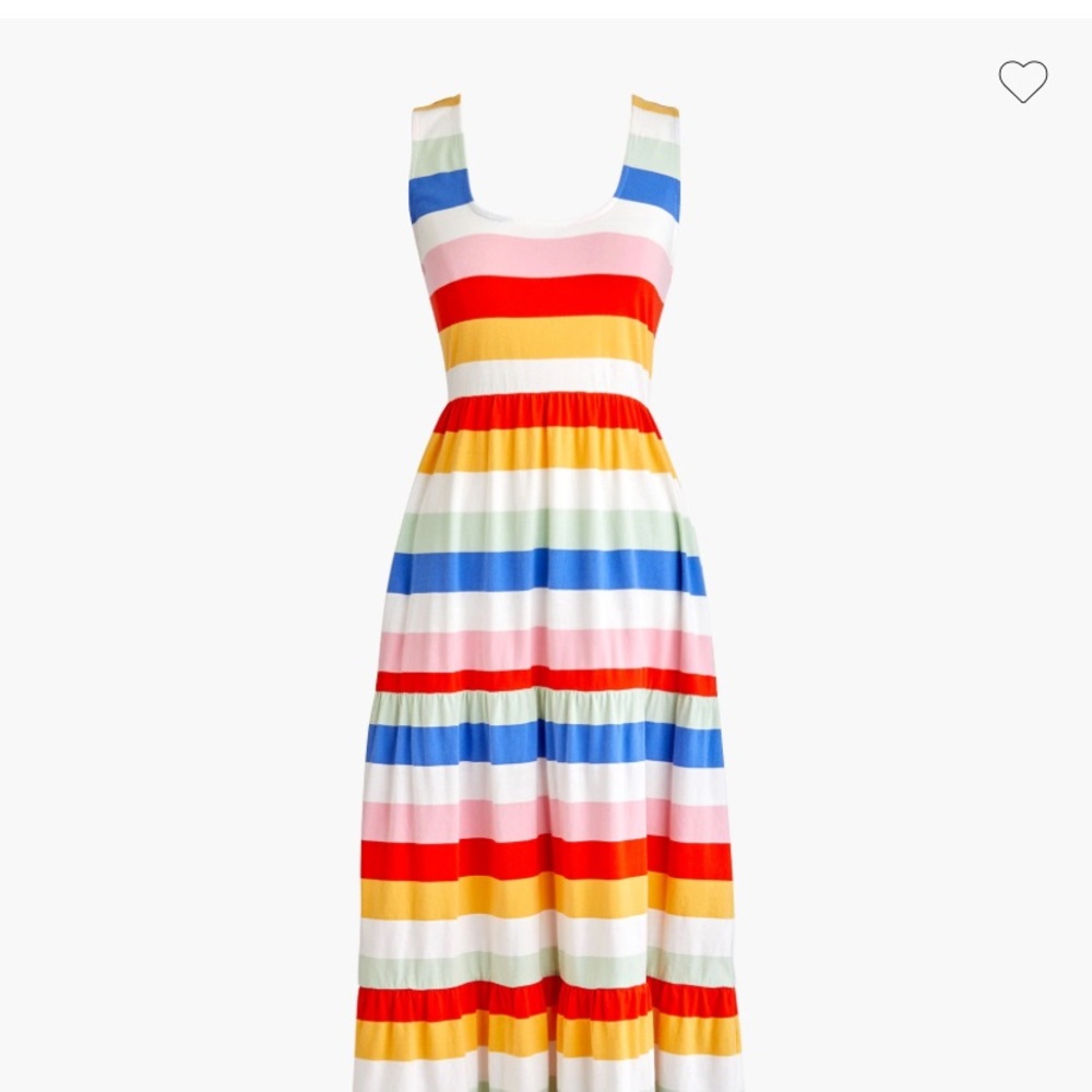 J. Crew Colorful vibrant Striped tired Maxi Dress cotton EUC Large